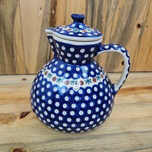 Polish Pottery Large Pitcher with Lid